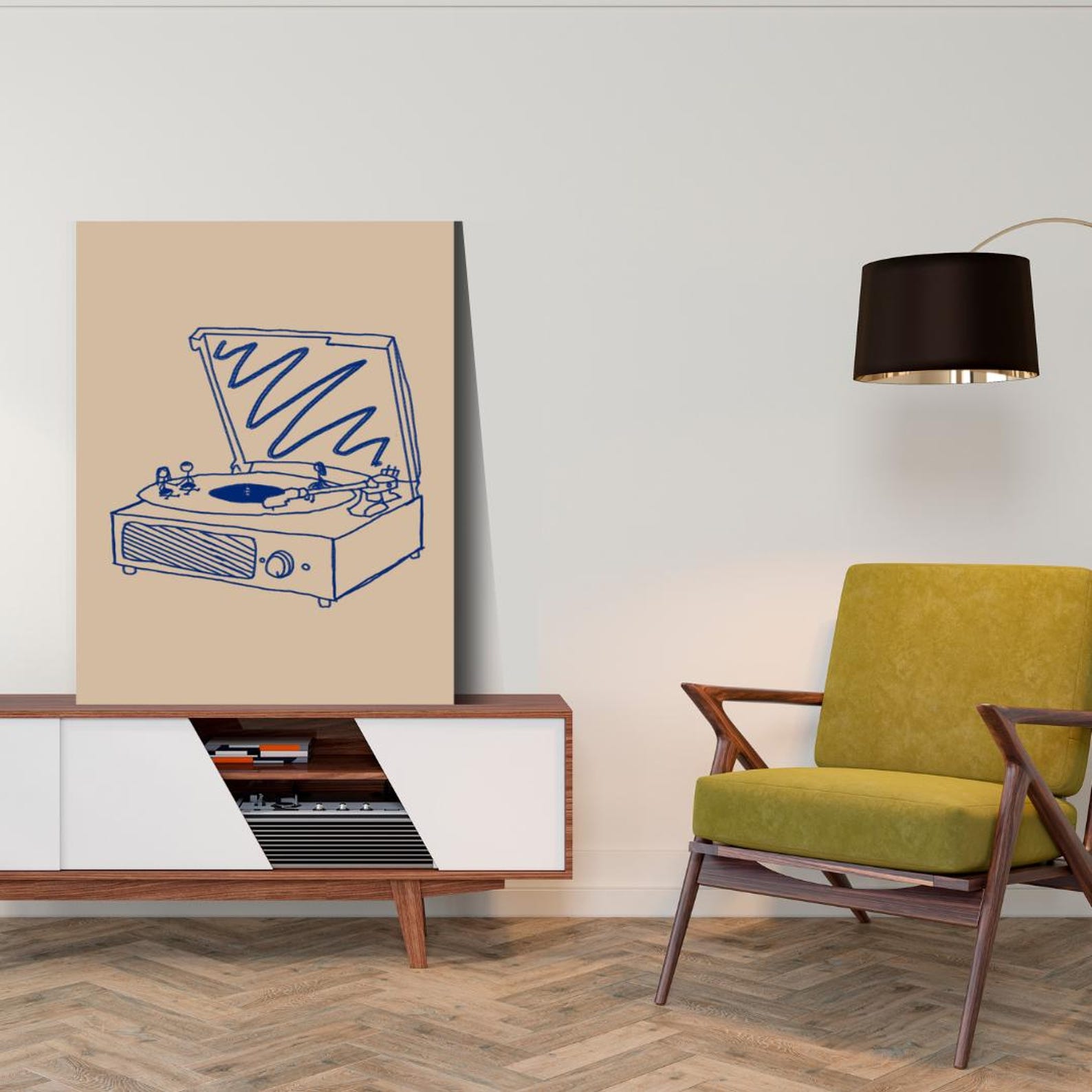 Whimsical Record Player Art Print | Vintage-inspired Music Wall Decor ...