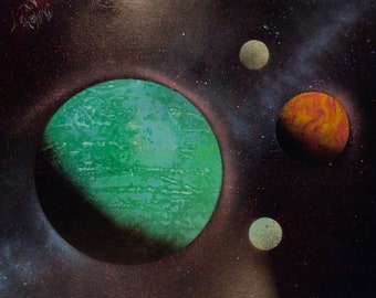 Create your own Custom Spray paint cosmo art, planets, cosmos, custom painting