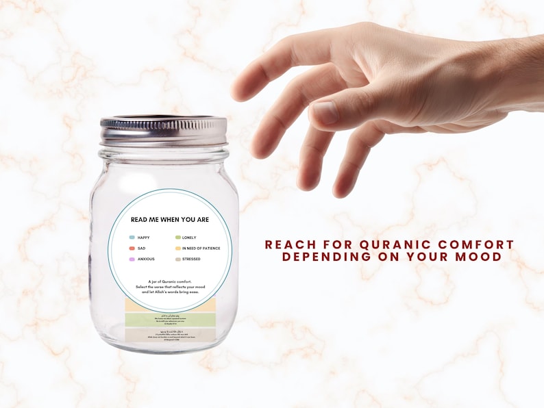 Quran verse jar, Read me when mood jar, Islamic gift, Ramadan activity, Muslim printable pdf, Quran guidance, Quran quotes to feel better image 3