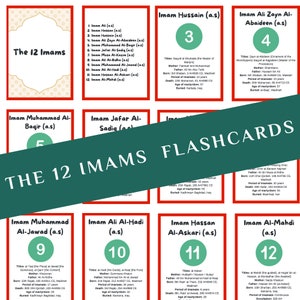 12 Imams Flashcards, Shia 12 Imams, Shia gifts, Shia learning tools, Shia Flashcards, The 12 Imams, Ahlulbayt Flashcards, Gifts for Shias
