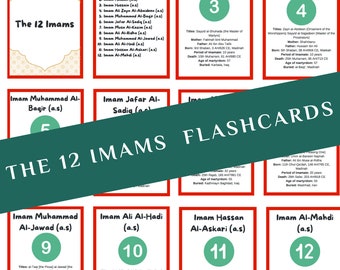 12 Imams Flashcards, Shia 12 Imams, Shia gifts, Shia learning tools, Shia Flashcards, The 12 Imams, Ahlulbayt Flashcards, Gifts for Shias
