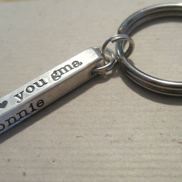 Sterling silver bar hand stamped key chain by Under Her Charm