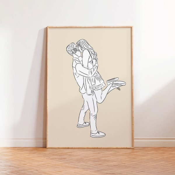 Couple Portrait From Photo, Custom Line Drawing, Anniversary Gift, Custom illustration, Custom Drawing Special Gift, Gift For Him, Husband