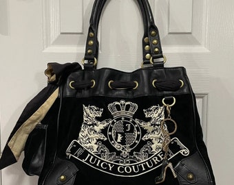 Vintage Y2k Juicy Couture Daydreamer Handbag Purse Black Velour