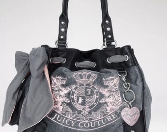 Juicy Couture Gray Velvet Bow Bag Heart Hangtags