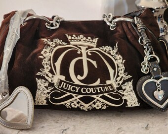 Vintage Juicy Couture Brown Velour Baby Fluffy Shoulder Bag Purse Rare