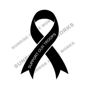 May include: Black ribbon with the text "SUPPORT OUR TROOPS" printed on it.