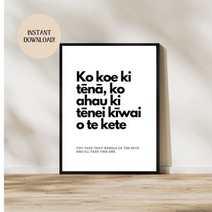Ko koe ki tena digital download, maori wall art, New Zealand print, printables, maori prints, Aotearoa wall posters, maori decor