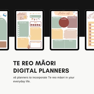 Te Reo Māori daily planners set of 6, digital planner, printables, maori planners, New Zealand prints, digital weekly planner, maori routine