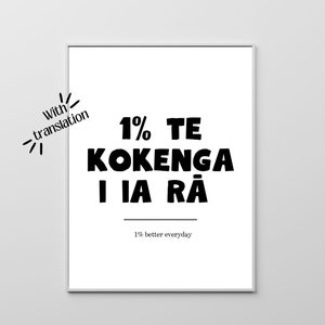 1% BETTER EVERYDAY digital download, maori wall art, New Zealand print, printables, maori prints, Aotearoa wall posters, maori decor
