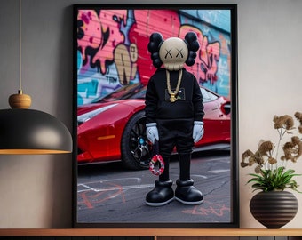 Kaws Figure Poster: Red Ferrari Graffiti Wall Art (Digital Download)