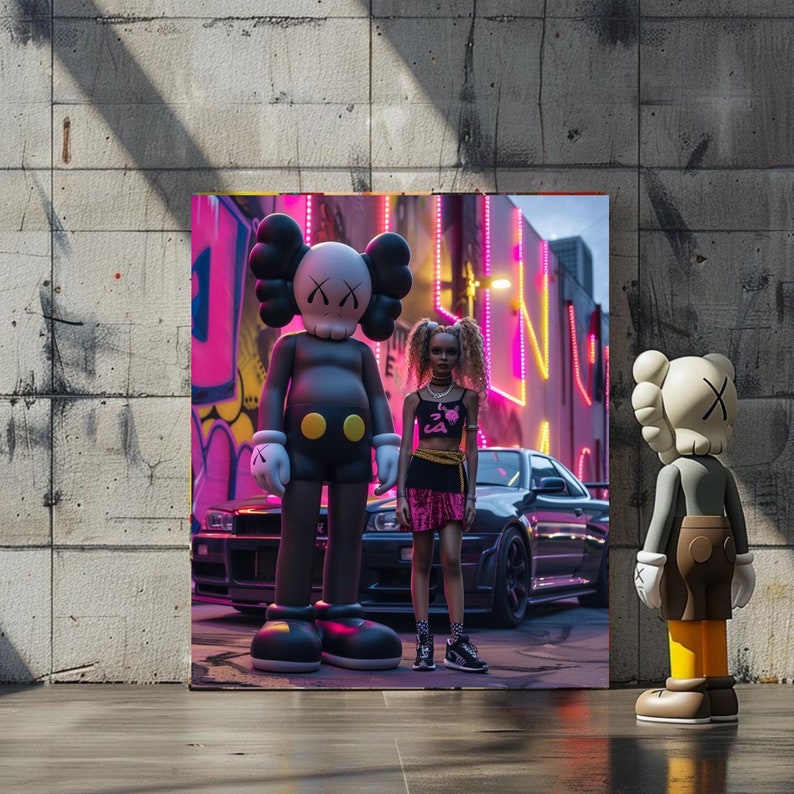 Kaws and R34 Skyline GTR Art Print, Hypebeast Graffiti (digital ...