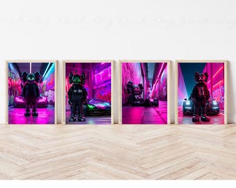 Kaws 4-piece Car Print Set: Hypebeast Graffiti Wall Art (Digital Download)