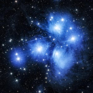 Die PLEJADEN, brillante Sterne – Galaktisches Kunstwerk für Weltraumfans, Wandbild, Sternenhimmel, Leinwand bei Nacht, Nebel interstellar
