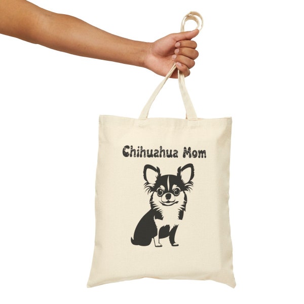 Cotton Canvas Tote Bag - Chihuahua Mom