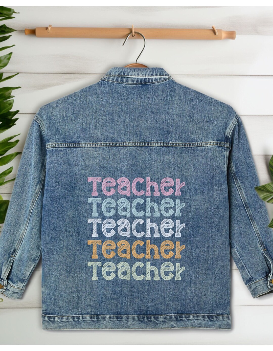 Women's Denim Jacket With teacher on the Back, Teacher Gift, New ...