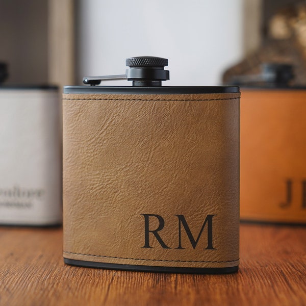 Leather Flask Personalized, Groomsmen Flask, Engraved Flask, Hip Flask, Custom Flask,Monogrammed Flask, Flask for Groomsmen,Groomsman Flask