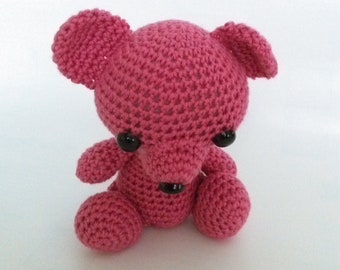 Handmade Little Crocheted Teddy Bear Magenta