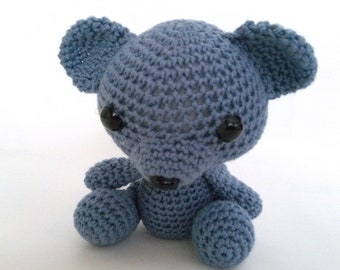 Handmade Little Crocheted Teddy Bear Dark Blue