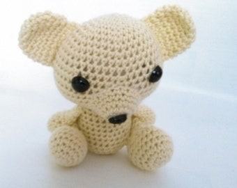 Handmade Little Crocheted Teddy Bear Pale Yellow