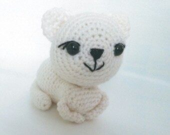 Handmade Crocheted White Kitty Cat