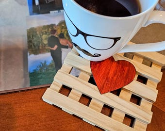 Valentine Heart Trivet: Celebrate Someone Special with Exotic Padauk and American Ash Hardwood