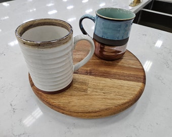 Handmade Acacia Wood Pedestal Riser: Rustic Plant & Food Display!