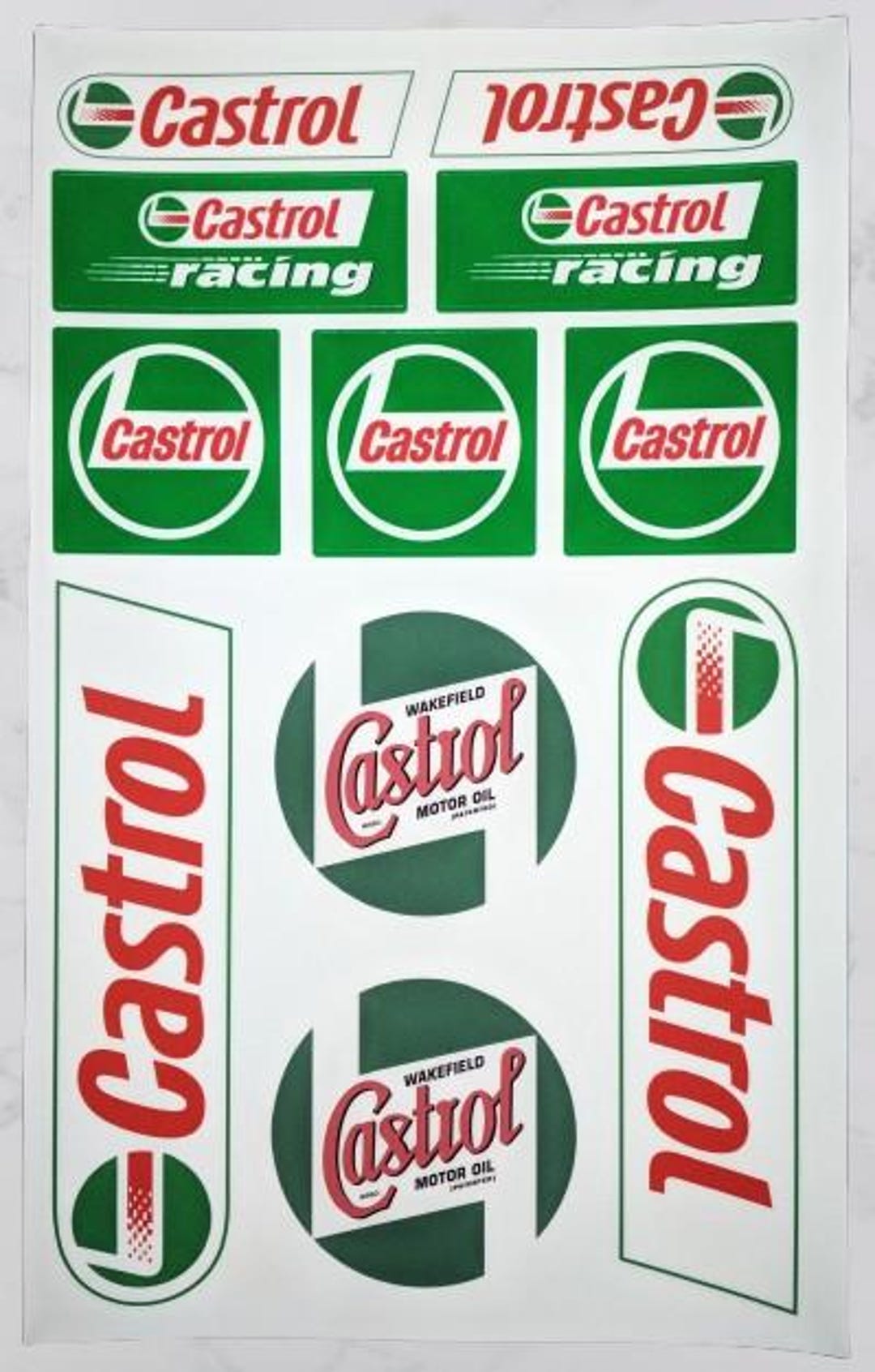 Sticker Sheet Laminated Castrol Racing Car Sponsor Decal Set 11 ...