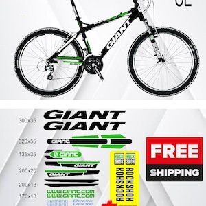 Foglio adesivi personalizzati in vinile GIANT per telaio bici, ciclo, ciclismo, bicicletta, Mtb