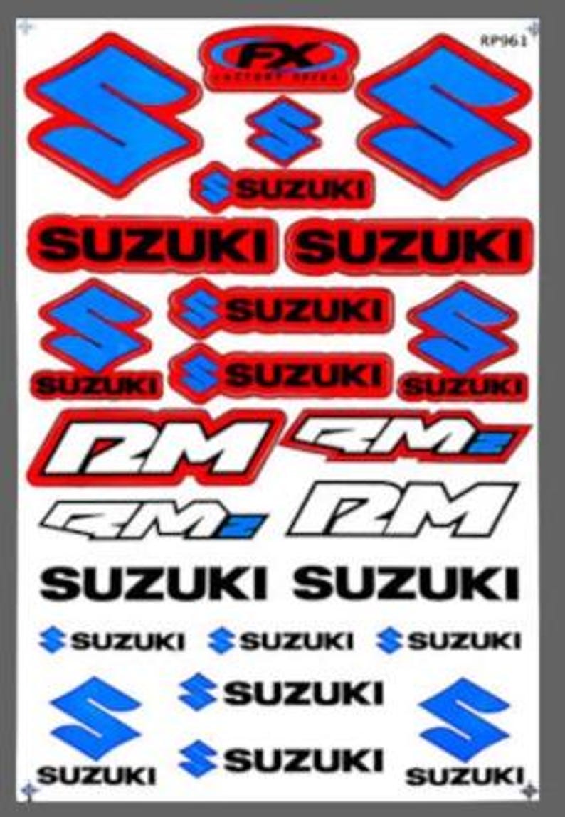 Vintage SUZUKI Stickers Sheets Motorcycle Motocoss ATV Sticker Racing ...