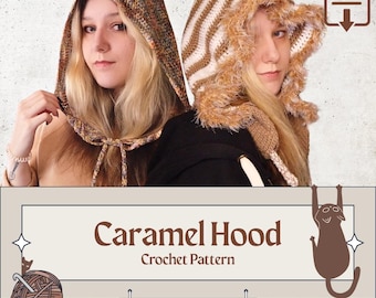 Caramel Hood Crochet Pattern: Hooded Collar, Drawstring (PDF Download)