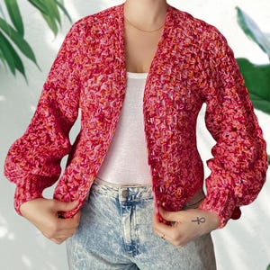 Handmade Granny Hexagon Cropped Cardigan