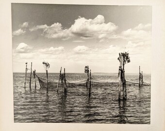 Vtg 1950s Kunstfotografie Fischnetz von Tom Firth FPSA "Pound Net" Maritim