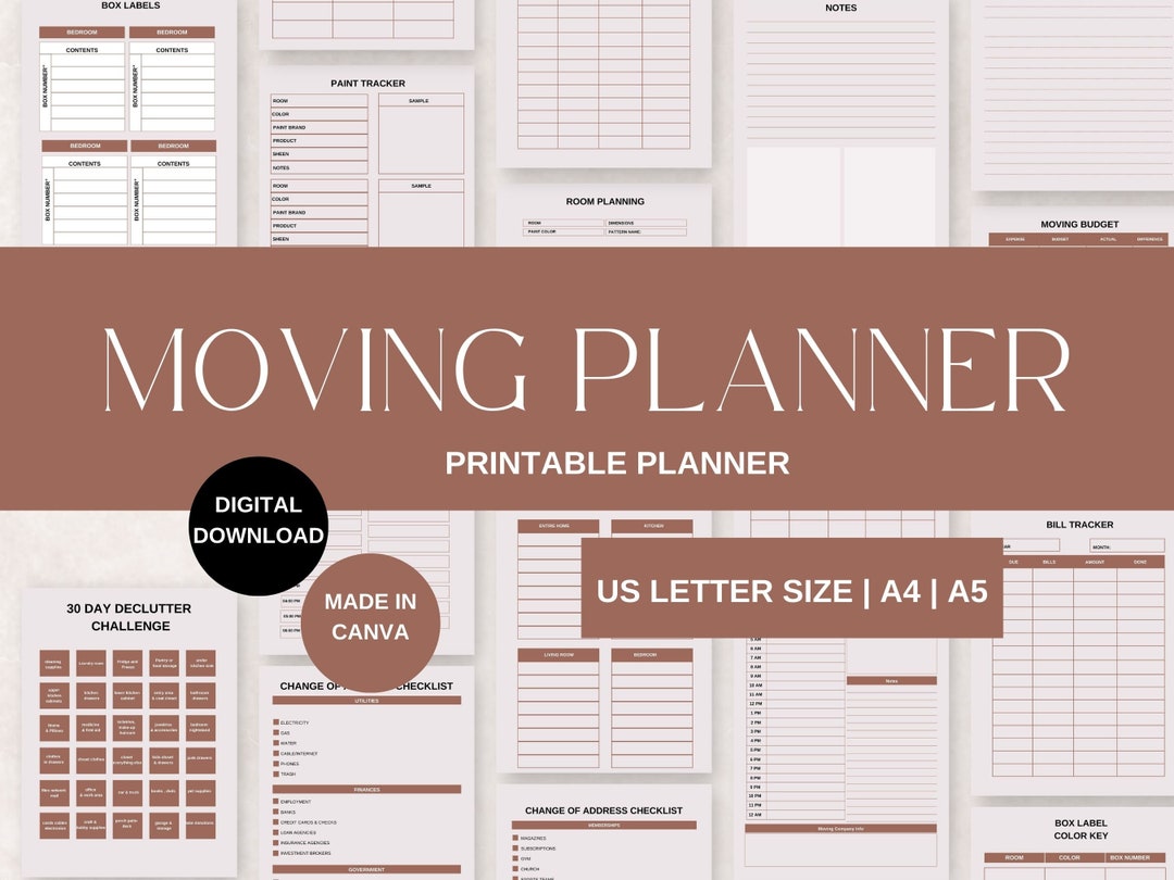 Moving Planner Printable Moving Checklist, Moving Planner, Moving ...