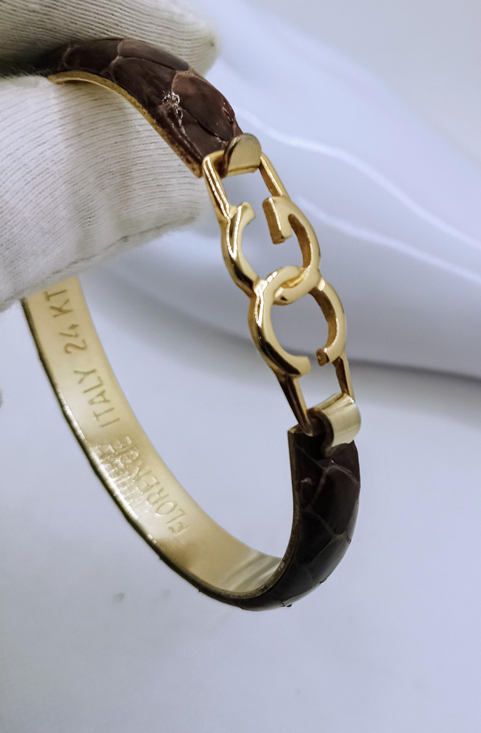 Vintage Florence Italy 24k Gold Plated Snake Skin Bracelet - Etsy