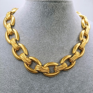 Vintage Anne Klein Signed Gold Plated Chains Choker Necklace Women Costume Jewelry Gift Designer Estate finds