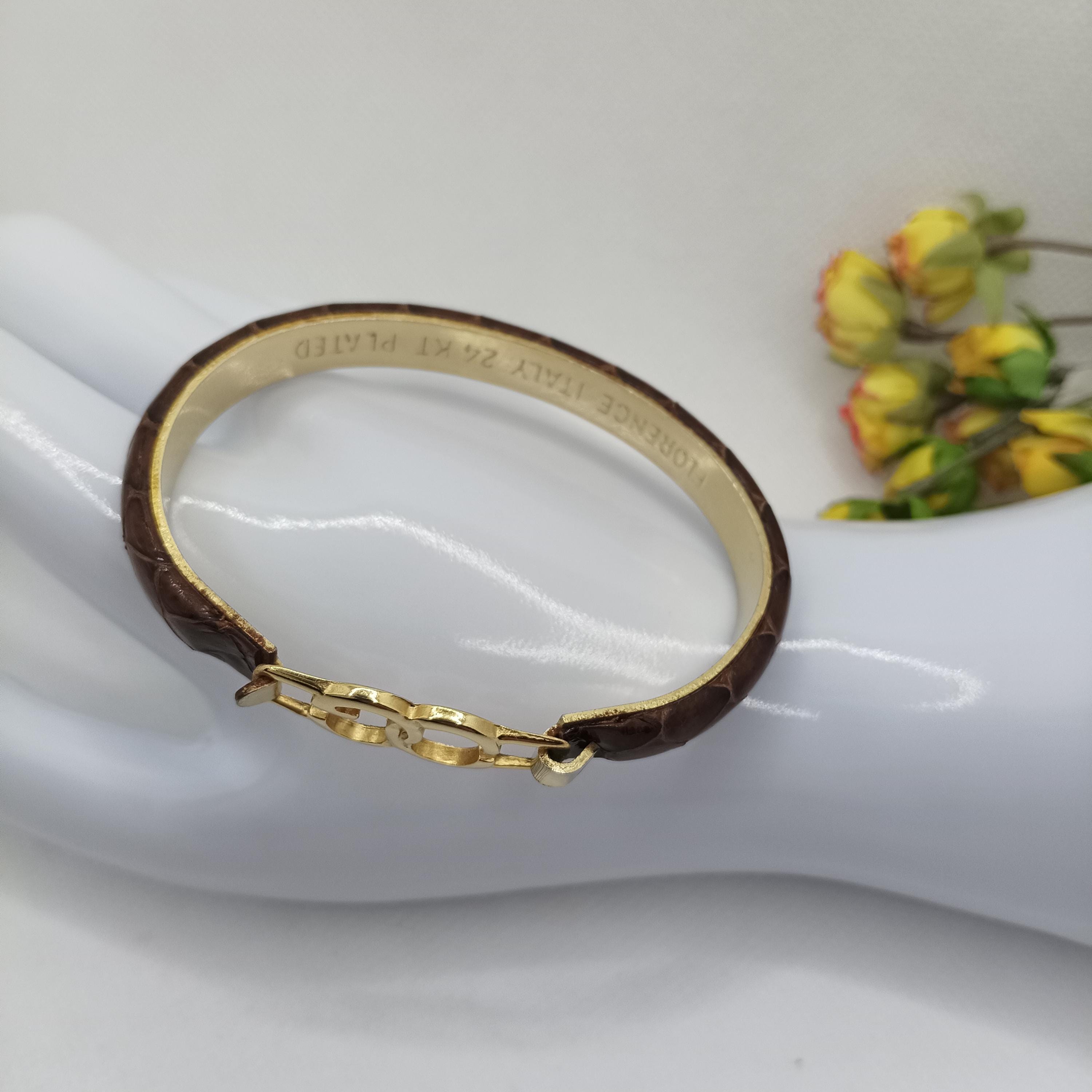 Vintage Florence Italy 24k Gold Plated Snake Skin Bracelet - Etsy