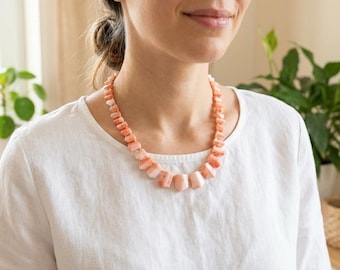 Gargantilla vintage de coral de piel de ángel natural, joyería para mujer, 19 pulgadas (49 cm)