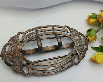 Vintage Art Nouveau Victorian era Large  Belt Buckle Floral Design Women Estate Find