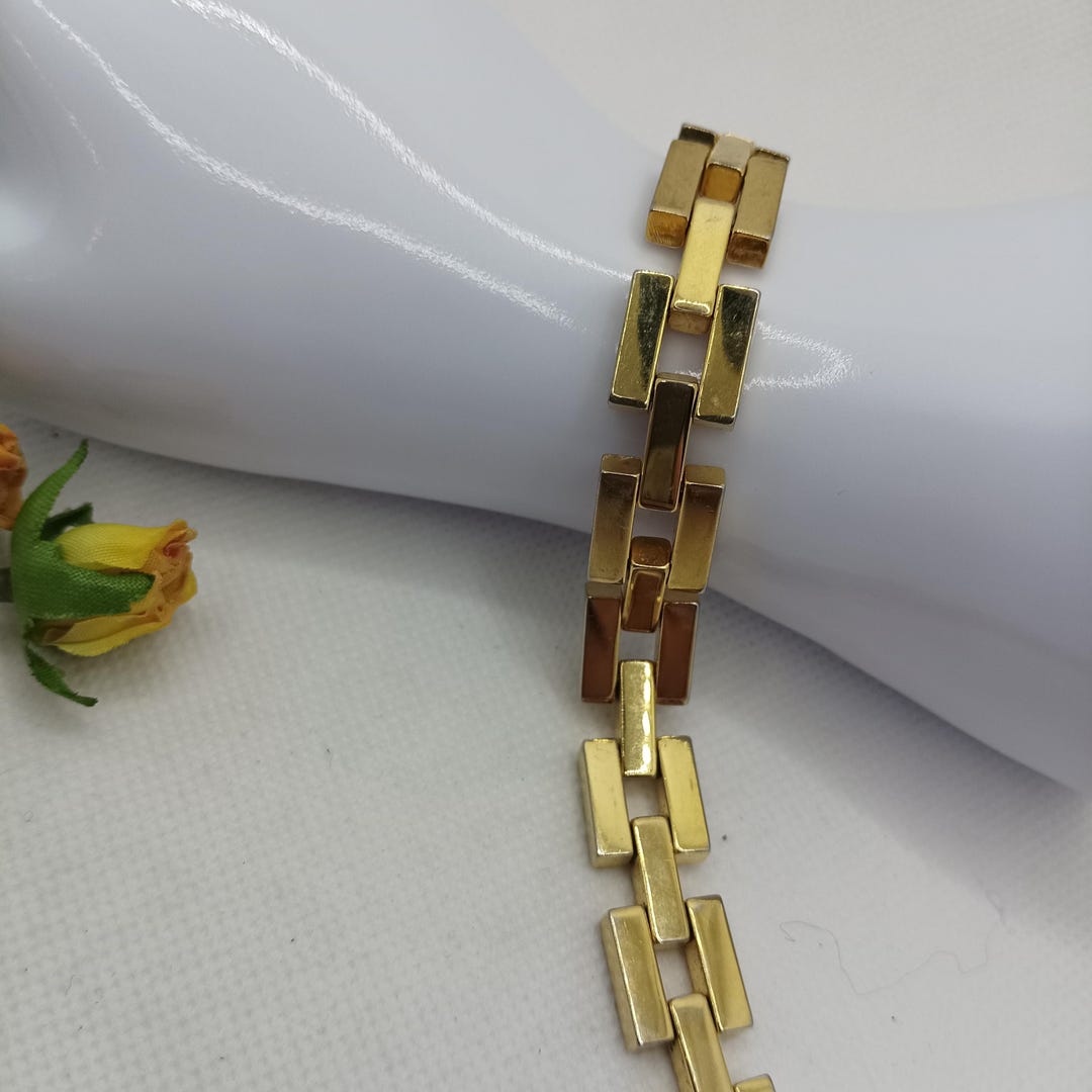 Vintage 18k RGP Chain Bracelet, Unisex Costume Jewelry - Etsy