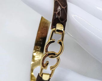 フィレンツェ イタリア 24K メッキ ヒンジ付きバングルブレスレット 