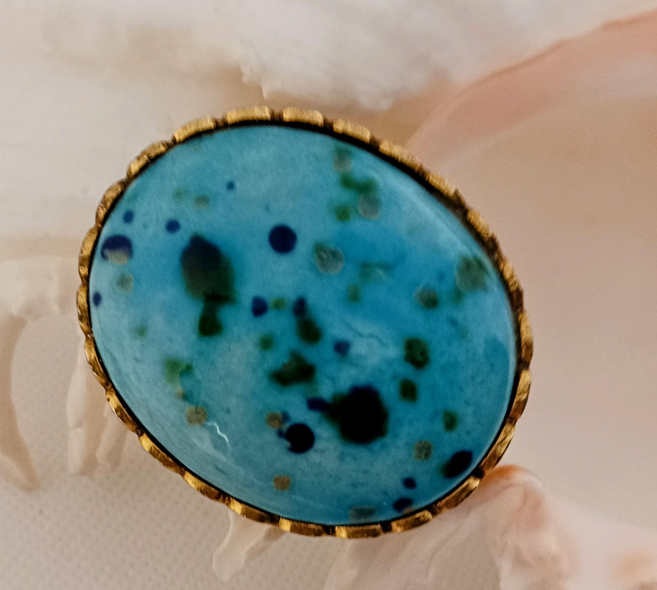 BROOCHE Vintage En Métal Argenté Avec Grosse Pierre Bleue - Belle Brillance