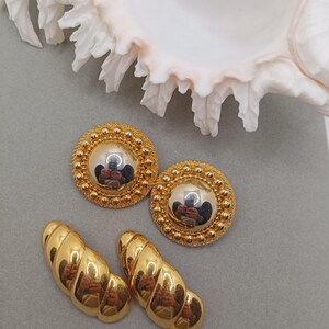 Vintage 70's Gold Tone Clip on Earrings by Choice Costume Women Jewelry Gift