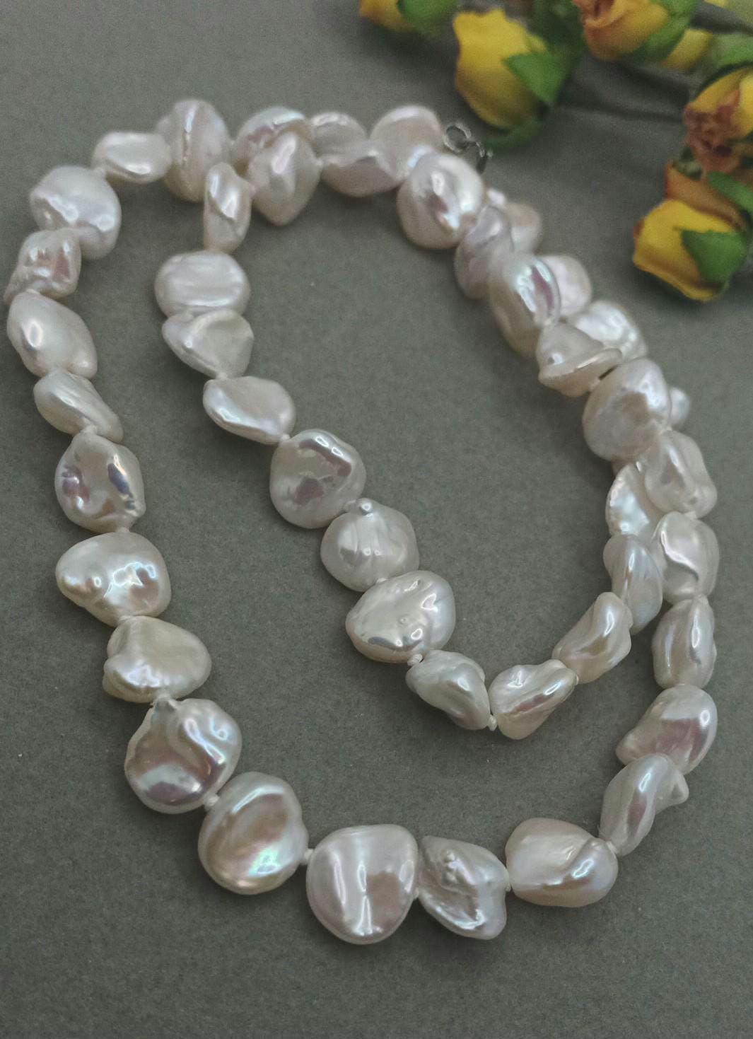 FIC Signed Baroque Pearl Necklace, 925 Sterling Silver Clasp - Etsy