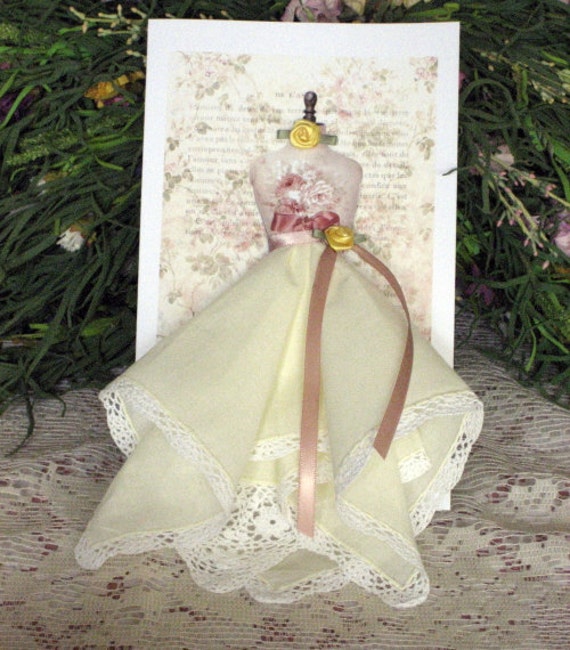 French  Roses Dress Form Hanky Card