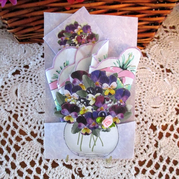 Floral Bowl Keepsake Hankie Card