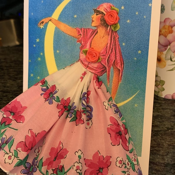 Gypsy Moonlight Hankie Keepsake  Card
