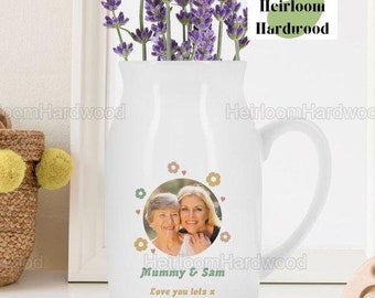 Jarrón de cerámica floral con foto personalizada para el día de la madre, jarrón de flores para madre, jarrón de cerámica personalizado, jarrón para mamá, jarrón de flores con fotos personalizado