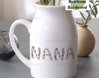 Vaso in ceramica con scritta floreale personalizzata, regalo per la festa della mamma, vaso di fiori personalizzato, vaso di fiori madre, vaso personalizzato, fiori del mese di nascita