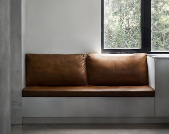 Bruin kunstleer kussen, kunstleer kussen, aangepast formaat, handgemaakt, anti-vervuiling.